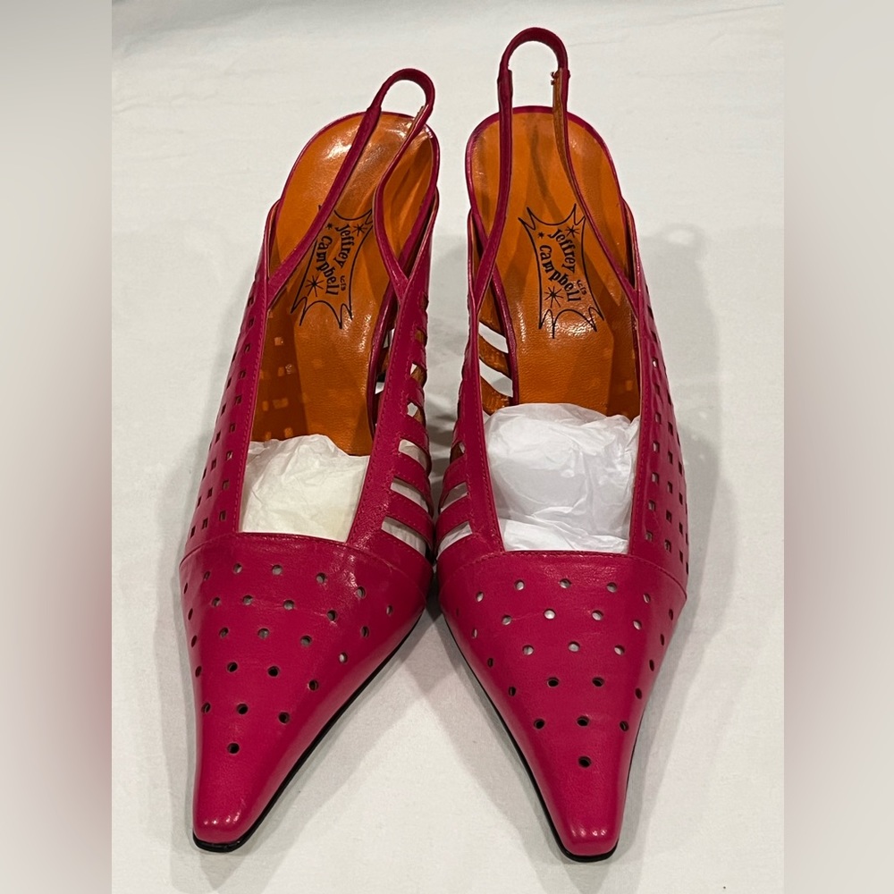 Jeffrey Campbell Fuchsia Perforated Slingback Heels